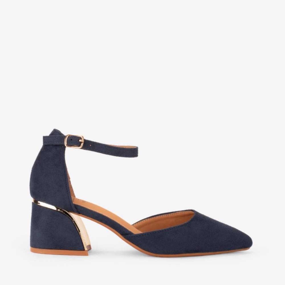 NEW-Nine West- Elegant Navy Block Heel Sandals